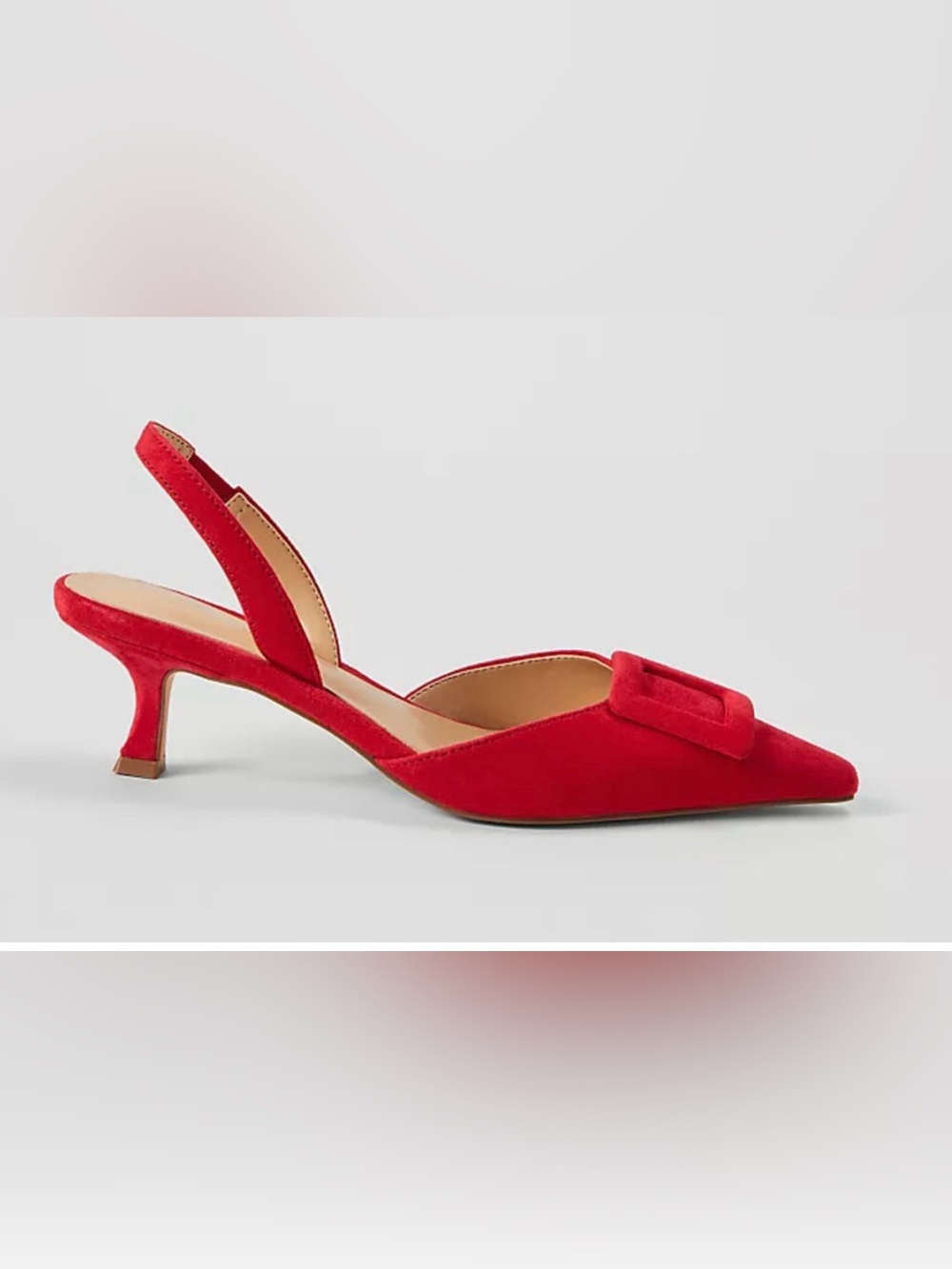 NEW ANN TAYLOR GINGHAM RED SUEDE BUCKLE SLINGBACK PUMPS HEELS SHOES SZ 9.5